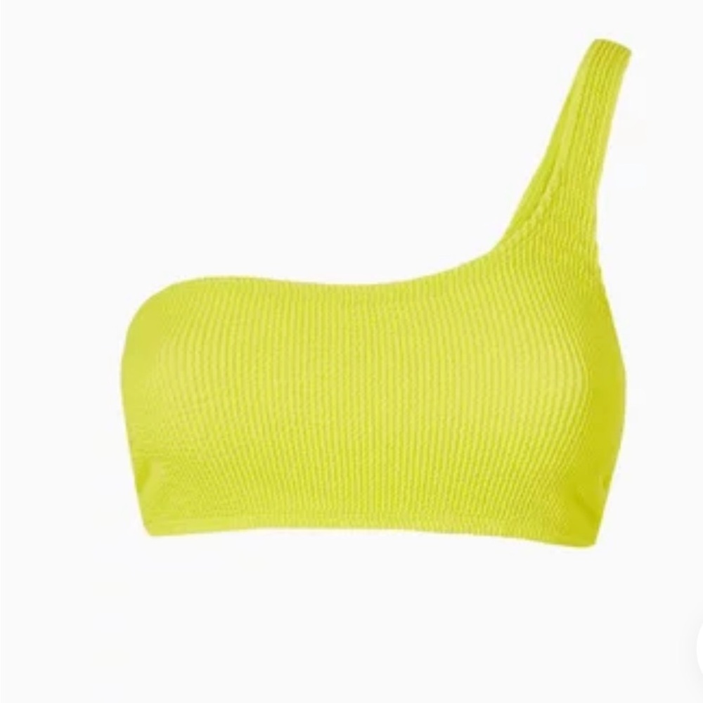 Good American Ripple One Shoulder Bikini Top In Yellow Size 1/2 NWOT